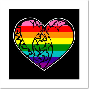 Original Gilbert Baker Gay Pride Flag  LGBT+ Heart Posters and Art